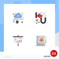 Group of 4 Flat Icons Signs and Symbols for cloud bar mouse i screen Editable Vector Design Elements