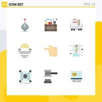 Mobile Interface Flat Color Set of 9 Pictograms of telephone productivity farming help construction Editable Vector Design Elements