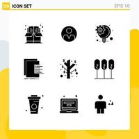 Modern Set of 9 Solid Glyphs Pictograph of investment valuation idea management reports data Editable Vector Design Elements