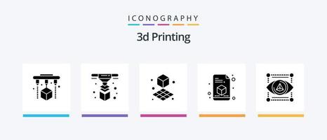 3d Printing Glyph 5 Icon Pack Including d. printing. layer. printer. shape. Creative Icons Design vector