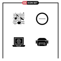 Editable Vector Line Pack of 4 Simple Solid Glyphs of music heart night user bag Editable Vector Design Elements