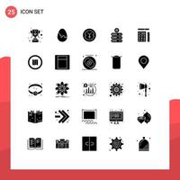 Editable Vector Line Pack of 25 Simple Solid Glyphs of scale pen finance storage data storage Editable Vector Design Elements