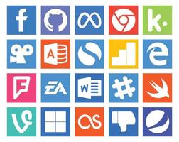 20 Social Media Icon Pack Including chat word simple sports electronics arts vector