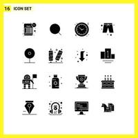 16 Universal Solid Glyphs Set for Web and Mobile Applications cctv cloths christmas pants watch Editable Vector Design Elements