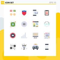 User Interface Pack of 16 Basic Flat Colors of clip clipboard usa flower phone Editable Pack of Creative Vector Design Elements