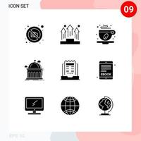 conjunto de 9 iconos de ui modernos símbolos signos para educación universitaria podio escuela hoja elementos de diseño vectorial editables vector