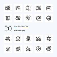 20 Fathers Day Line icon Pack like calendar fathers day father fathers day vector