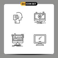 Pack of 4 creative Filledline Flat Colors of human digital schedule error manufacturing Editable Vector Design Elements