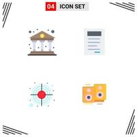 Pack of 4 Modern Flat Icons Signs and Symbols for Web Print Media such as bank goal finance study love wedding Editable Vector Design Elements