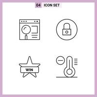 Set of 4 Commercial Filledline Flat Colors pack for browser badge search media insignia Editable Vector Design Elements