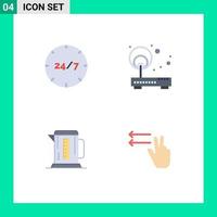 4 Creative Icons Modern Signs and Symbols of all day router help internet coffee Editable Vector Design Elements