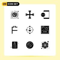 9 User Interface Solid Glyph Pack of modern Signs and Symbols of ambient crypto app coin device Editable Vector Design Elements