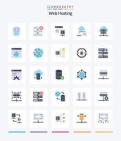 Creative Web Hosting 25 Flat icon pack  Such As internet. network server. network server. database. network vector