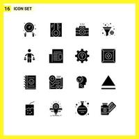 Group of 16 Modern Solid Glyphs Set for conclusion filter camera sort filter Editable Vector Design Elements