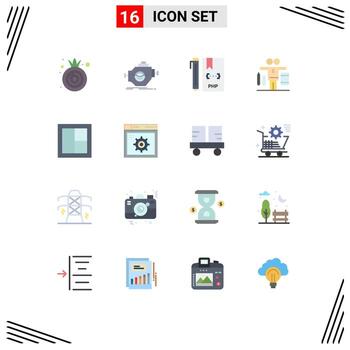 Flat Color Pack of 16 Universal Symbols of frame play coding life php Editable Pack of Creative Vector Design Elements