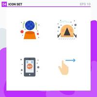 Pictogram Set of 4 Simple Flat Icons of digital commerce network travel mobile shop Editable Vector Design Elements