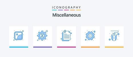 Miscellaneous Blue 5 Icon Pack Including cursor. attach. setup. gear. Creative Icons Design vector