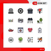 Pictogram Set of 16 Simple Flat Color Filled Lines of card up lunchbox line wedding Editable Creative Vector Design Elements