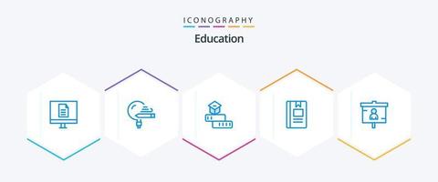 Education 25 Blue icon pack including marketing. business. school. reading. knowledge vector