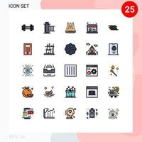 Mobile Interface Filled line Flat Color Set of 25 Pictograms of store online reel achievement first Editable Vector Design Elements