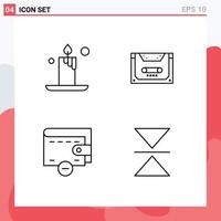 Line Pack of 4 Universal Symbols of candle money analog compact flip Editable Vector Design Elements