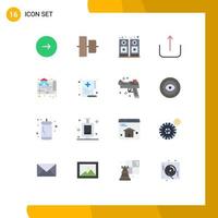 Modern Set of 16 Flat Colors Pictograph of real location music estate ui Editable Pack of Creative Vector Design Elements