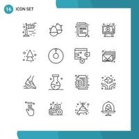 Group of 16 Modern Outlines Set for up arrow blog screen media Editable Vector Design Elements