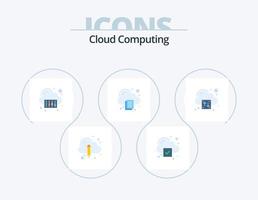 paquete de iconos planos de computación en la nube 5 diseño de iconos. subir. descargar. configuración documento vector