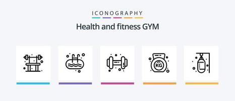 Gym Line 5 Icon Pack Including jump rope. exercise. exercise. gym. exercise. Creative Icons Design vector