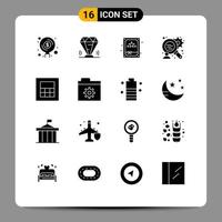 16 User Interface Solid Glyph Pack of modern Signs and Symbols of control calculator ruby finance analysis night Editable Vector Design Elements