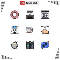 Set of 9 Modern UI Icons Symbols Signs for graph analytics seo presentation signal Editable Vector Design Elements