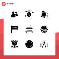 9 User Interface Solid Glyph Pack of modern Signs and Symbols of device flag environment fall collapse Editable Vector Design Elements