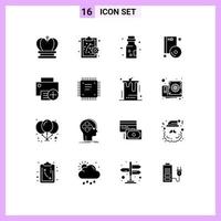Modern Set of 16 Solid Glyphs and symbols such as computers dvd chemistry disc cd Editable Vector Design Elements