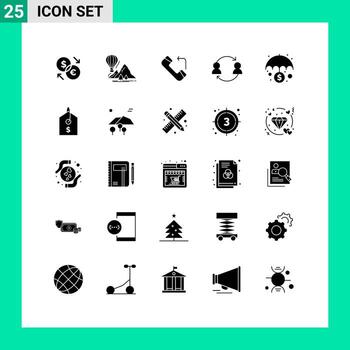paquete de interfaz de usuario de 25 glifos sólidos básicos del usuario reemplazan elementos de diseño de vectores editables entrantes del empleado de camping