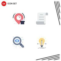 Set of 4 Modern UI Icons Symbols Signs for birthday bulb document design solution Editable Vector Design Elements