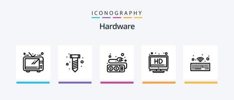 paquete de iconos de la línea de hardware 5 que incluye . registro. pastilla. chip. diseño de iconos creativos vector