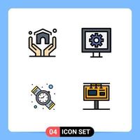 4 Creative Icons Modern Signs and Symbols of estate time insurance tv board Editable Vector Design Elements