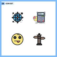 Modern Set of 4 Filledline Flat Colors and symbols such as arrow emojis web math happy Editable Vector Design Elements