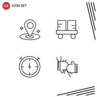 4 User Interface Line Pack of modern Signs and Symbols of location timer caterpillar vehicles forklift truck boxing Editable Vector Design Elements