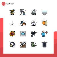 conjunto de pictogramas de 16 líneas llenas de color plano simples de pantalla de descarga de desechos de video flip elementos de diseño de vectores creativos editables