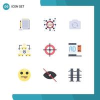 User Interface Pack of 9 Basic Flat Colors of sports shooting refresh distribution delegate Editable Vector Design Elements