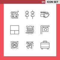 Modern Set of 9 Outlines Pictograph of for sale drink fitness cocoa layout Editable Vector Design Elements