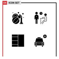 4 Thematic Vector Solid Glyphs and Editable Symbols of olive layout interview people plus Editable Vector Design Elements