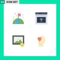 Modern Set of 4 Flat Icons and symbols such as earth delete flag web photo Editable Vector Design Elements