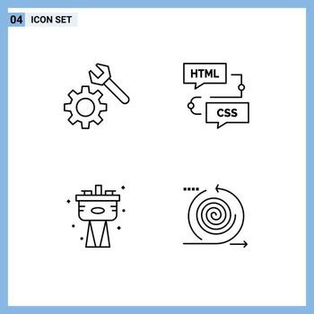 Pack of 4 Modern Filledline Flat Colors Signs and Symbols for Web Print Media such as setting plumber coding flowchart system Editable Vector Design Elements