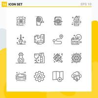 paquete de iconos de vector de stock de 16 signos y símbolos de línea para la idea del cubo que enfoca la configuración gráfica elementos de diseño de vector editables