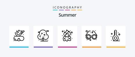 paquete de iconos de la línea de verano 5 que incluye cocinero. sol. gafas de protección. vaso. playa. diseño de iconos creativos vector