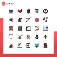 25 User Interface Filled line Flat Color Pack of modern Signs and Symbols of prize location hardware trash delete Editable Vector Design Elements