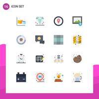 16 Universal Flat Colors Set for Web and Mobile Applications data analysis gps upload image Editable Pack of Creative Vector Design Elements