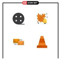 Mobile Interface Flat Icon Set of 4 Pictograms of battery business autumn mail letter Editable Vector Design Elements